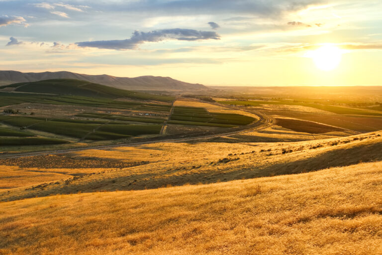 image of badger mountain at sunset in washington state